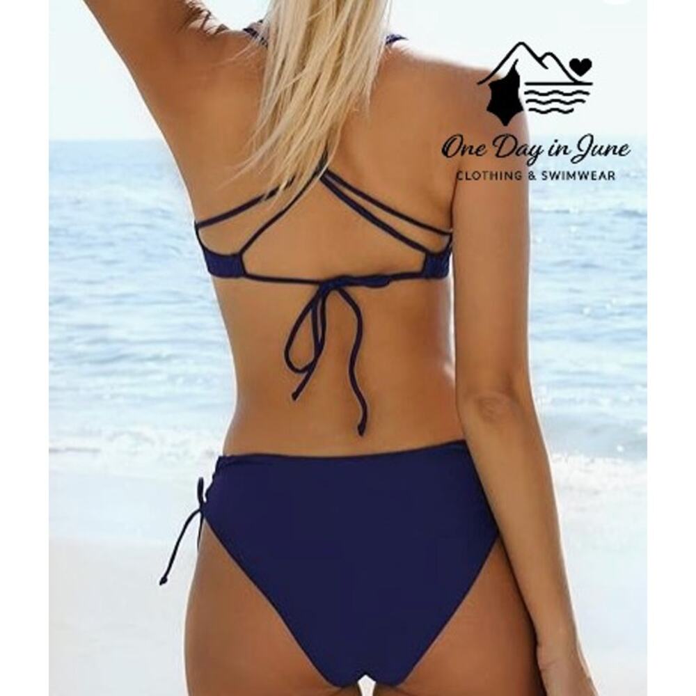 Cupshe Tie Back Tie Side Reversible Bikini Bottom Swimsuit Size L - Picture 2 of 6